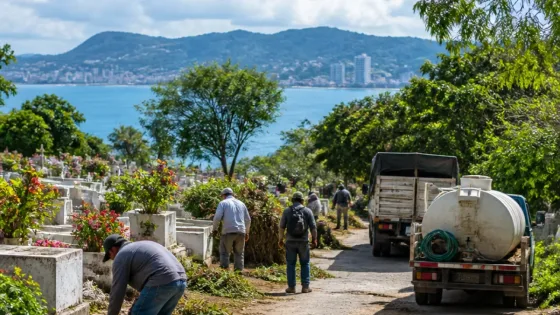 Ayuntamiento de Acapulco refuerza limpieza y control sanitario en panteones por Día de Muertos