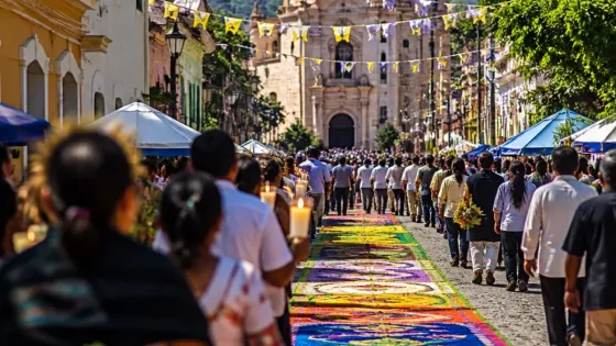 Miles acompañan la procesión del Señor del Nicho en Tlapa; en los tapetes piden justicia