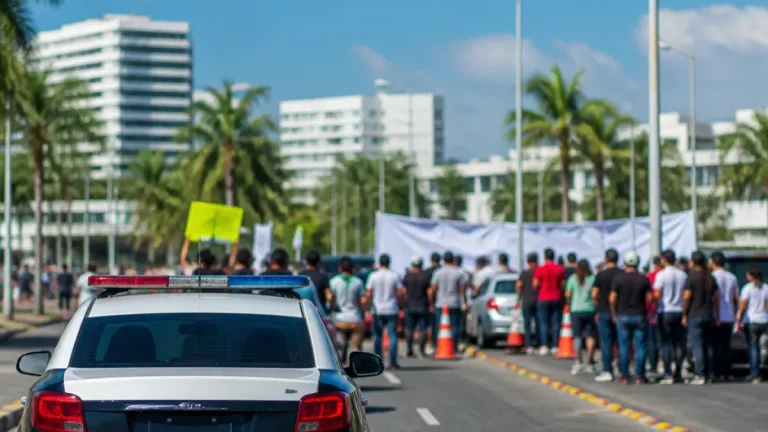 Familiares bloquean bulevar Las Naciones por proceso contra cinco ex policías estatales